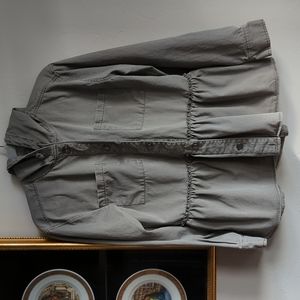 Maurice's Oversized Olive Green Hooded Peplum Utility Jacket Cotton Size S